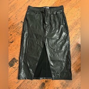 Abercrombie and Fitch Black faux Leather Midi Skirt